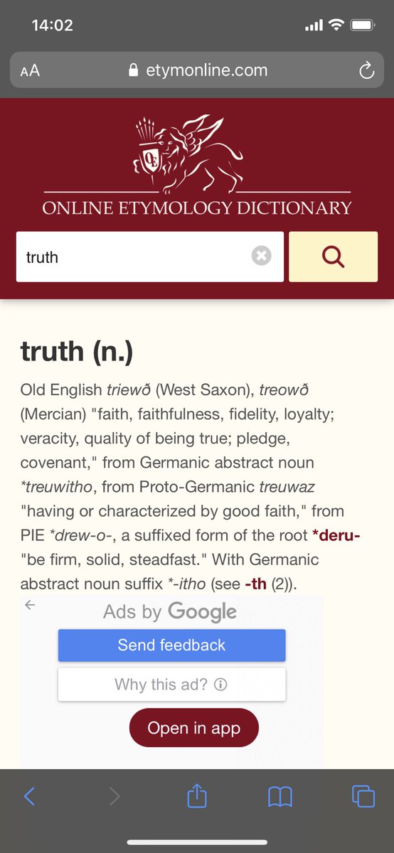 If we look at the origin of the English word “truth” it seems “good faith” and “solid” contribute bits to the meaning