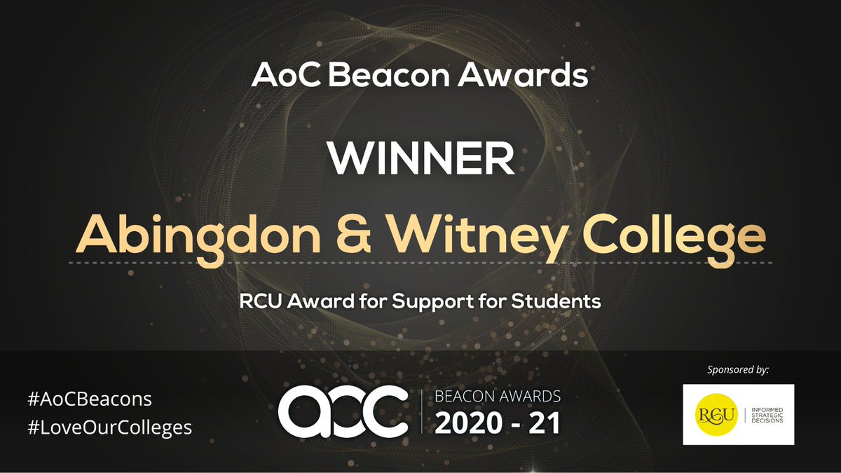 WE'VE WON A BEACON AWARD! 😁📣

🏆RCU Award for Support for Students🏆

#AoCBeacons #LoveOurColleges