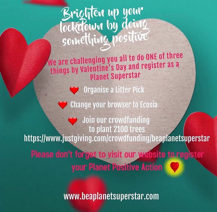 planetsuperstar's tweet photo. Do something planet positive this valentine day and register it with us on our website https://t.co/ug62kBfExY #planetforward #BeAPlanetSuperstar #planetposotive https://t.co/bVKL5NqAmx