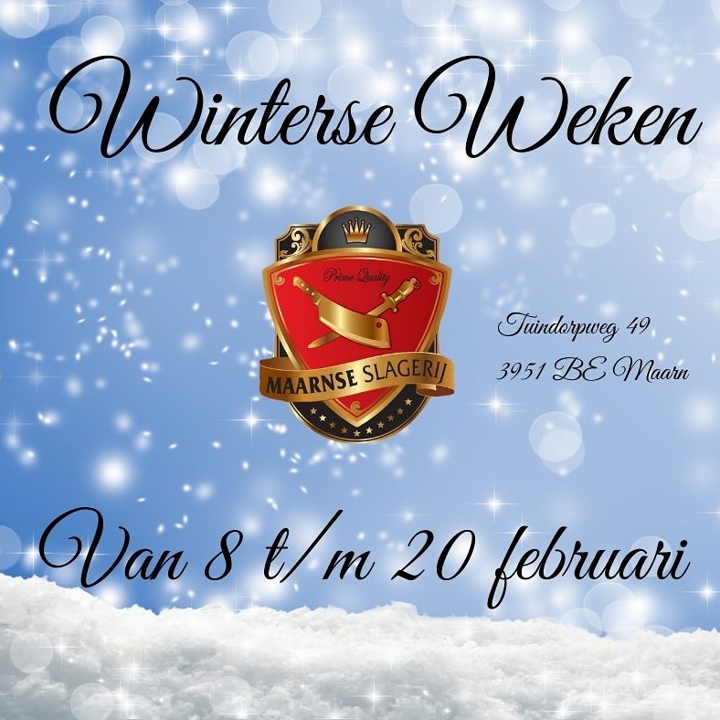 Genieten en profiteren van heerlijke winterse specialiteiten. Vlees, vleeswaren, salades, paté en maaltijden. Wij heten u een warm welkom!
