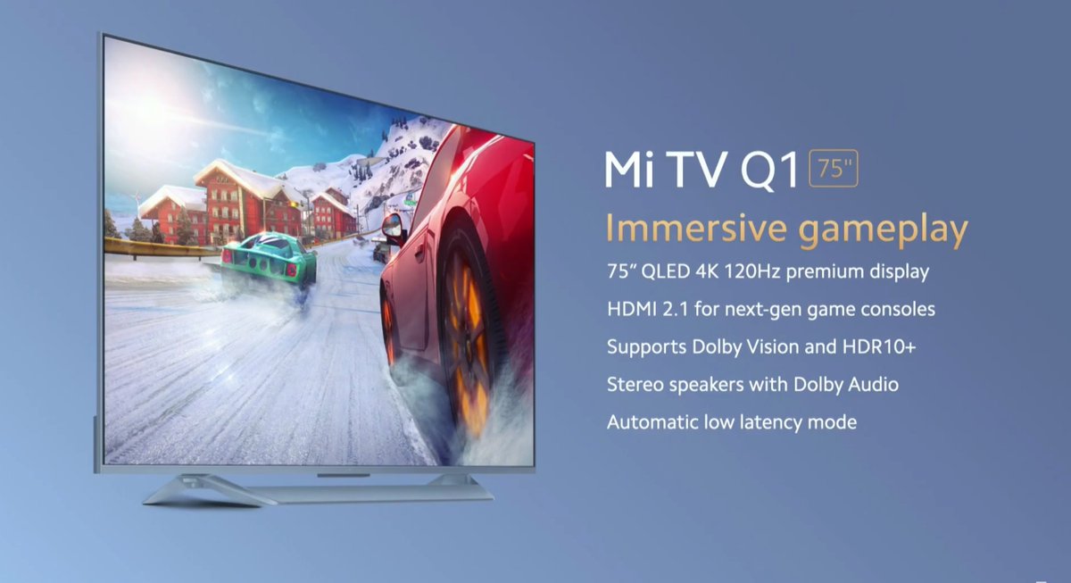 Zuby_Tech's tweet photo. #Xiaomi #MiTVQ1 Announced 

-4K
-75"
-QLED
-120Hz
-Dolby Vision
-HDR10+
-HDMI 2.1
-ALLM
-Dynamic Local Dimming, 192 Zones
-Android TV OS
-1,299 Euros
-Launches March in Europe

#ReadyForPS5 #PS5 https://t.co/npgFMk8fdl