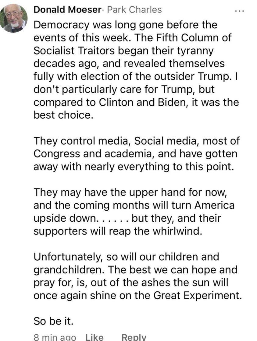 The drive to get people on the bus led to a lot of commentary supporting the lie that Trump actually "won" the election, phony claims about "fraud", & bug-eyed fear of "socialism", fairly standard stuff for people who attended TteasonFest in DC Jan. 6.  5/