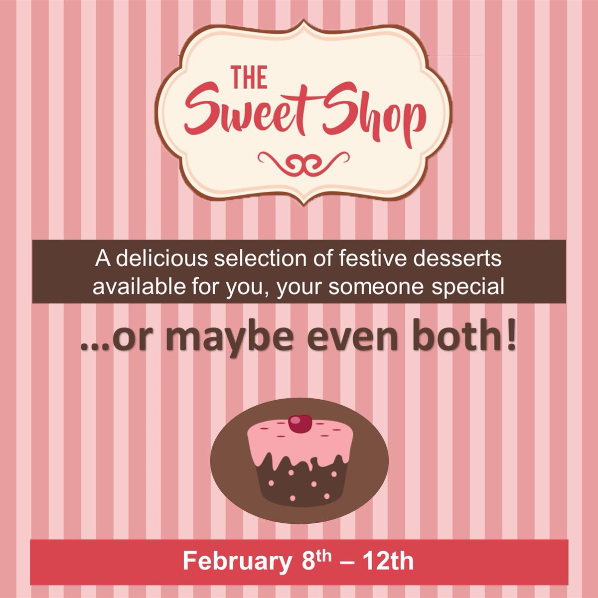 Head on down to the cafe and satisfy your sweet tooth with a variety of Valentine-themed treats and desserts. Available all week long!! #chartwellsk12 #sweetshop #valentinesdesserts