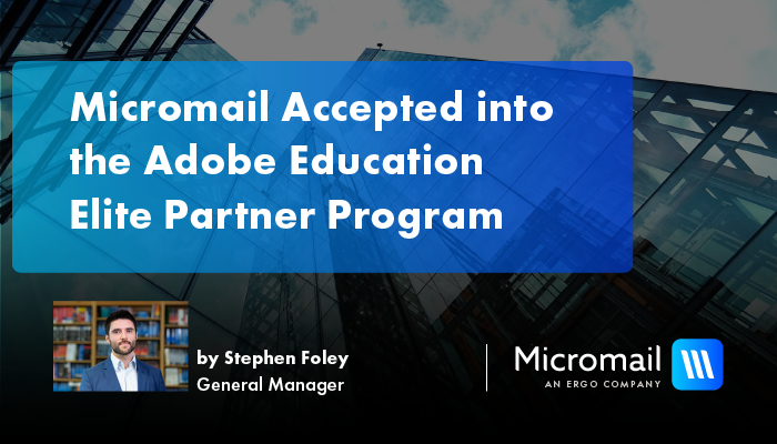 micromail's tweet photo. We are excited to announce that Micromail has been accepted into the Adobe Education Elite Partner Program for 2021.

Read more here - https://t.co/SeMXYfLbQw

#adobe https://t.co/GvVV0iQLlk