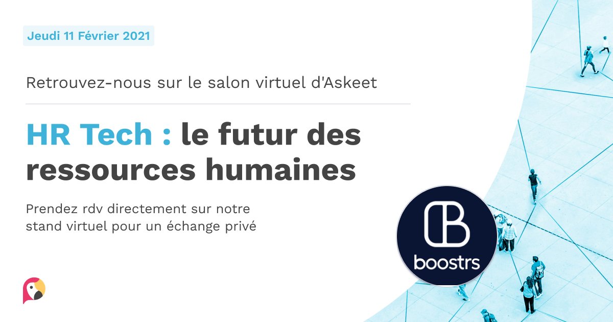 #HRTech 📅 - J-3 avant le salon "HR Tech : le futur des #ressourceshumaines" organisé par <a href="/Askeet/">ALFREDA HENRY</a>. 

Rendez-vous jeudi à 17h30 avec Brice Hellio pour en savoir plus sur l'approche de <a href="/_Boostrs/">Boostrs</a>. 

👉 Inscriptions : bit.ly/AskeetRH

#futureofHR #RH #data #outils #outilsRH