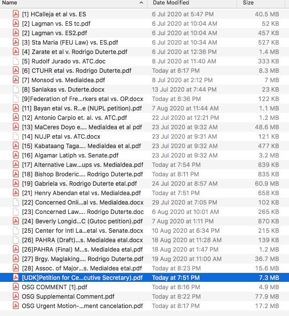 The multiple pleadings filed with the Supreme Court concerning the Republic Act 11479 or the Anti-Terrorism Act of 2020 are prime examples of this.