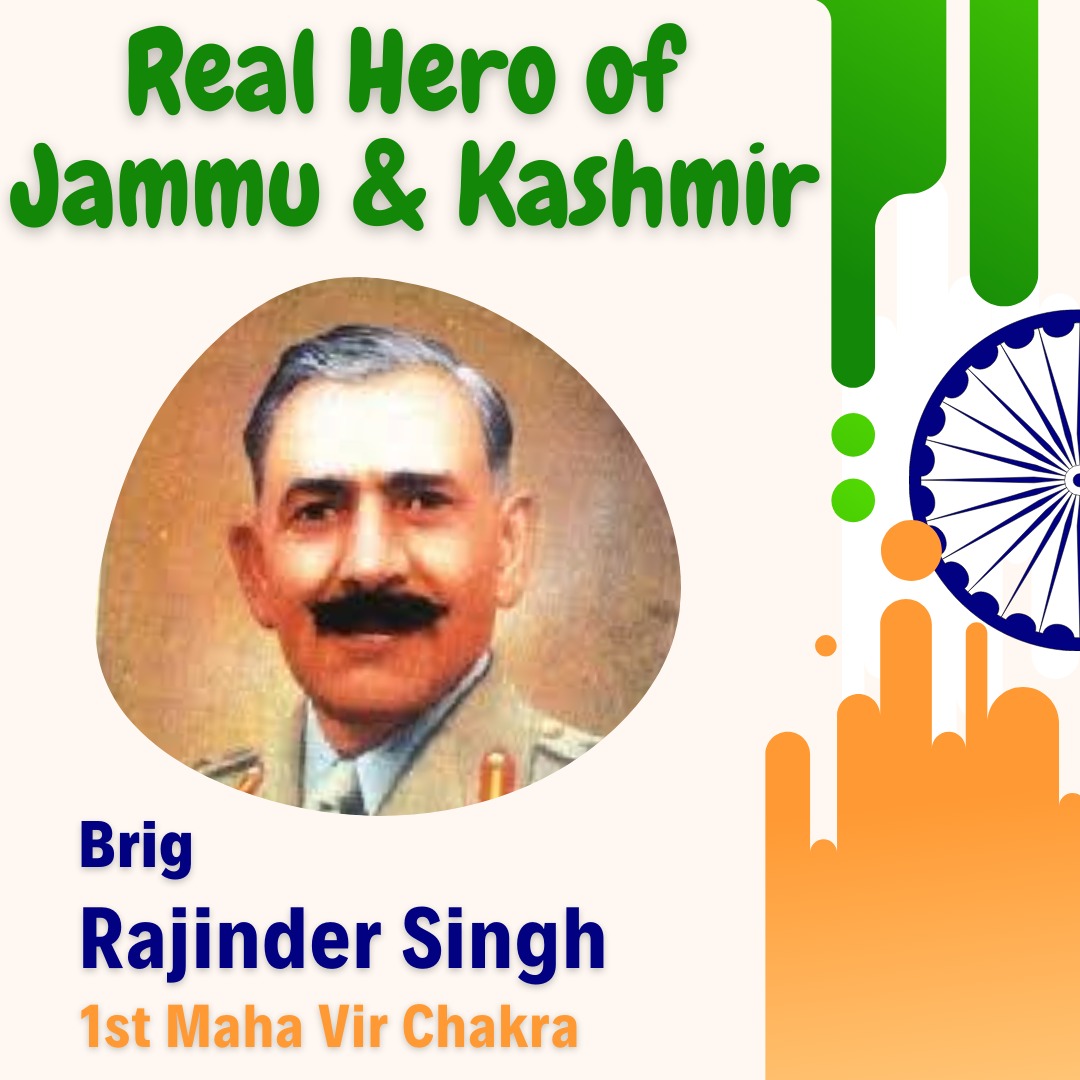 1st MAHAVIR CHAKRA BRIGADIER RAJINDER SINGH with orders from Maharaja Hari Singh was asked to hold enemy at Uri at all costs and to the last man & he along with his men carried out the orders of the Maharaja to the letter & spirit  #RealHeroOfJK #KnowYourHeroes