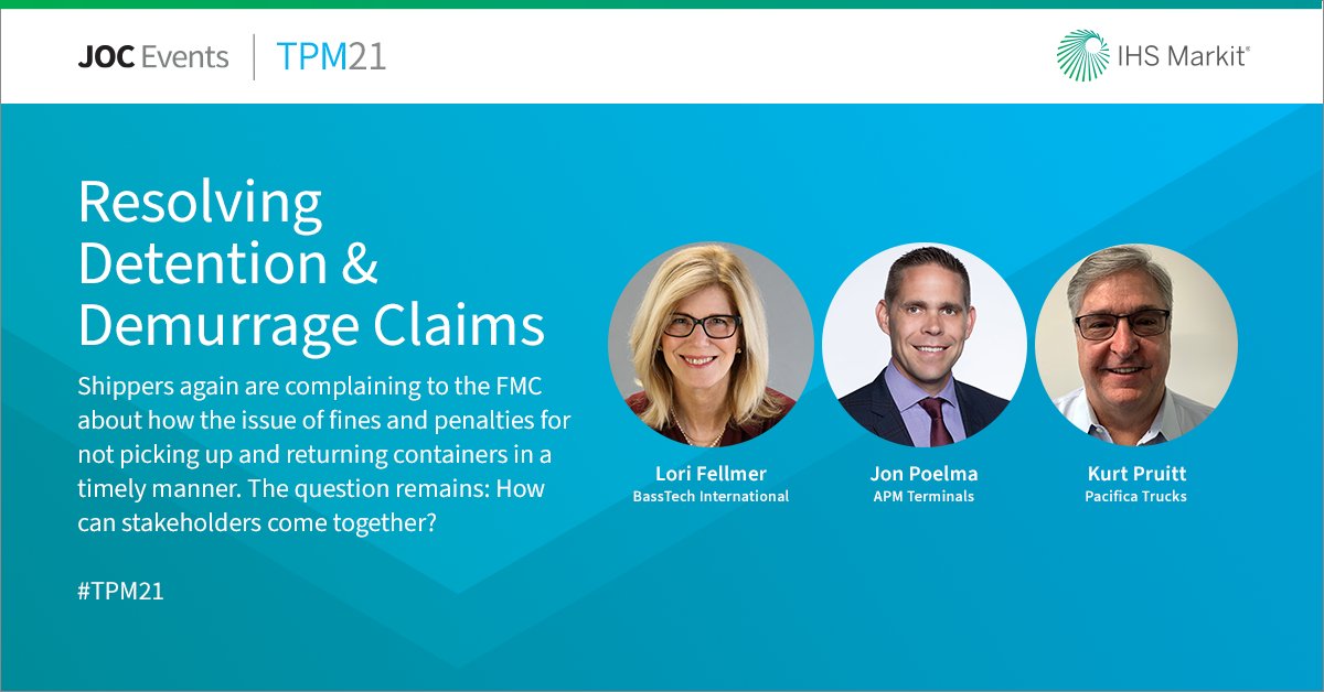 IHSMarkitMandT's tweet photo. At #TPM21: Rekindling the flames around detention &amp; demurrage. Will BCOs and service providers ever come together on the issue?
Learn More: https://t.co/RV4vPlYROq https://t.co/c2pD3CTY8I