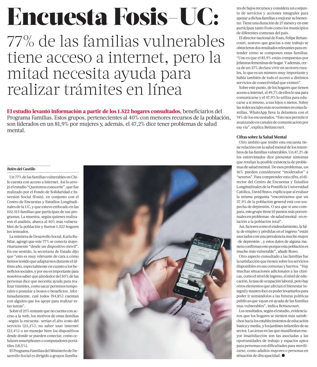 Para conocer más a nuestros usuarios, junto al Centro de Encuestas y Estudios Longitudinales de la Universidad Católica realizamos un estudio en el que participaron 1.522 hogares del Programa Familias.
