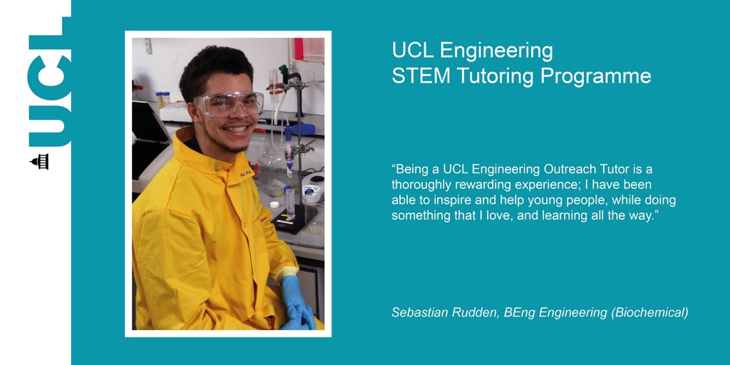 UCLEngineering's tweet photo. Meet our UCL Engineering Student Tutors 🧑‍🏫 

Sebastian Rudden studies the Engineering (Biochemical) Beng (@UCLBiochemEng1) and is one of our wonderful STEM Tutors.

Read about her experience ➡️ https://t.co/J2EI1EyGOP
#engineeringeducation #inspireanengineer https://t.co/aRzR5xiZfS