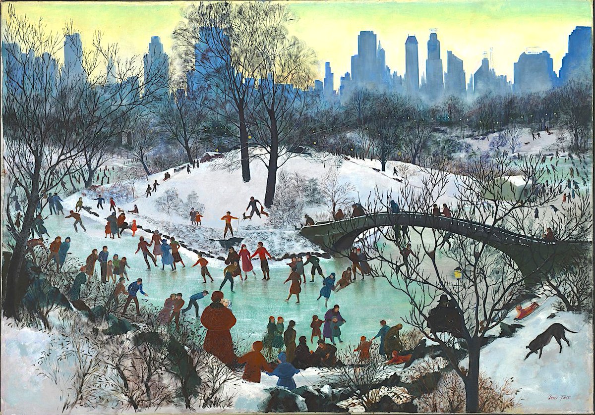 Skating in Central Park (1934) — An oil on canvas painting by the American artist, Agnes Tait (1894 – 1981) — now at the Smithsonian American #Art Museum (<a href="/americanart/">americanart</a>) #Washington #DC #USA