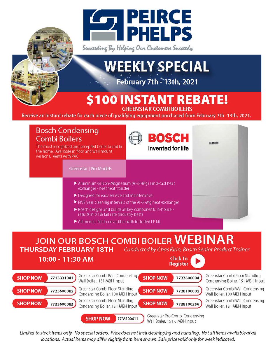 Check out this week's Featured Item and Weekly Special. Login to your peirce.com account to take advantage of these  deals.  #PeircePhelps #weeklyspecial #featureditem