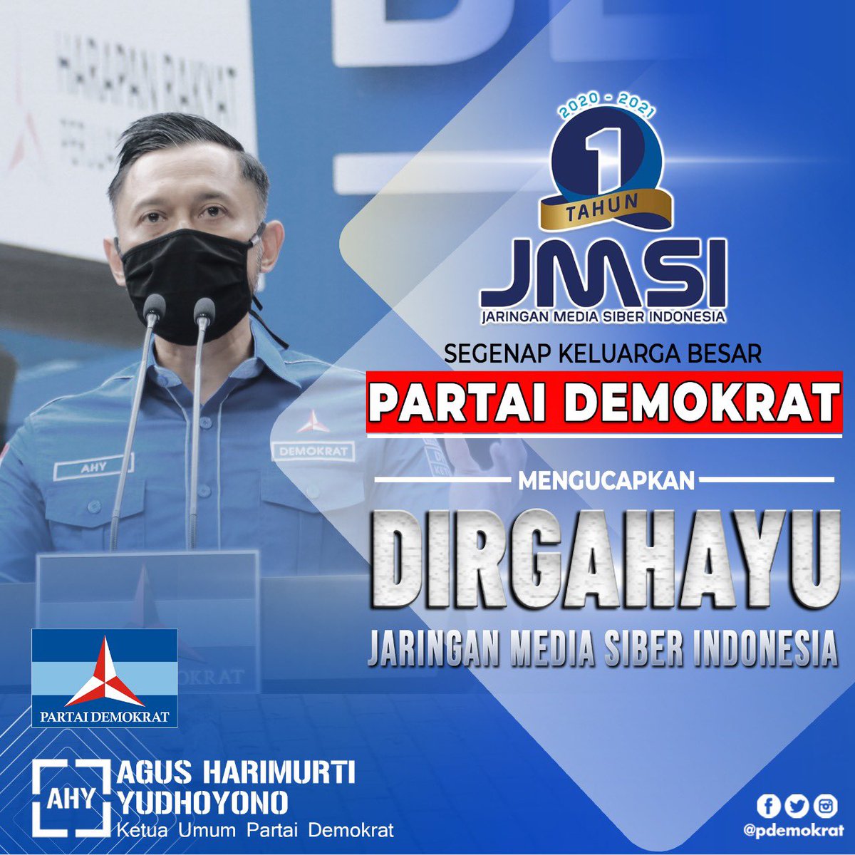 AgusYudhoyono's tweet photo. Selamat ulang tahun yang pertama untuk Jaringan Media Siber Indonesia #JMSI. Semoga selalu terdepan memberikan informasi yang berimbang, mencerdaskan masyarakat. Sukses memajukan Pers Indonesia. @TeguhTimurCom https://t.co/LazfOtv7ap