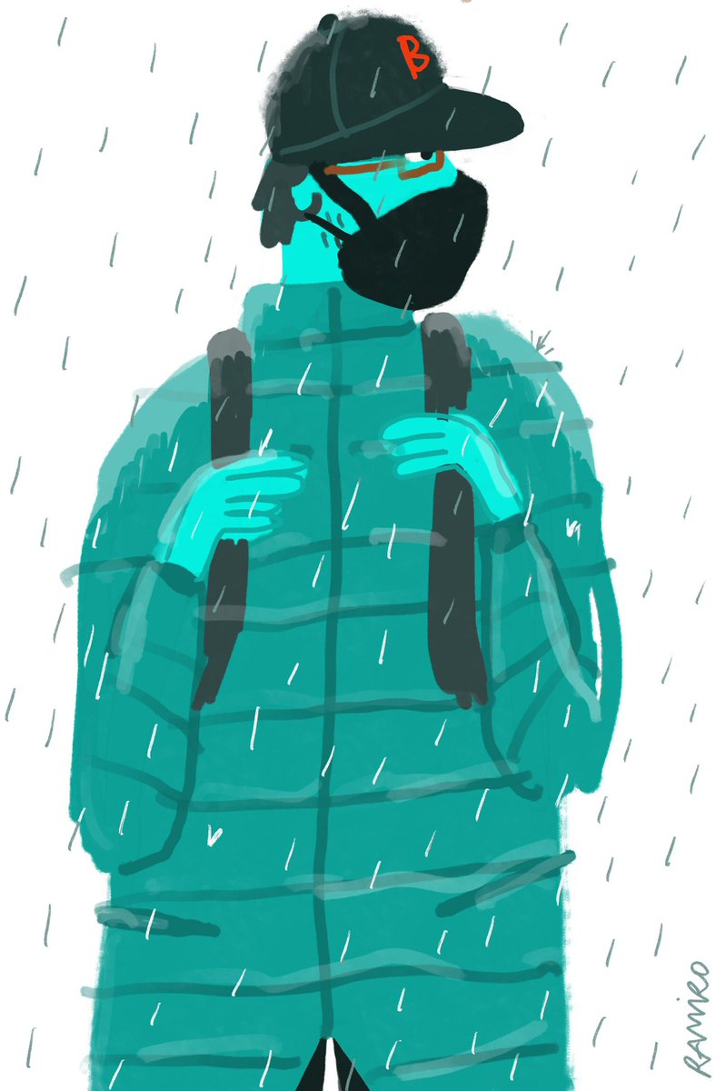 XaviRamiro_Eng's tweet photo. Self-portrait in the rain.  #sketch #illustration https://t.co/b8ALryeZKz