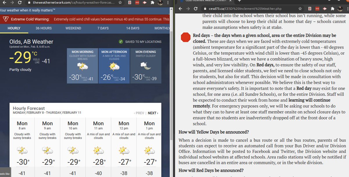 Frustrated that a <a href="/cesd73/">Chinook's Edge</a> has declared an inclement Red Day but the weather doesn't seem to meet the criteria...  Yellow day, sure.  But not Red...