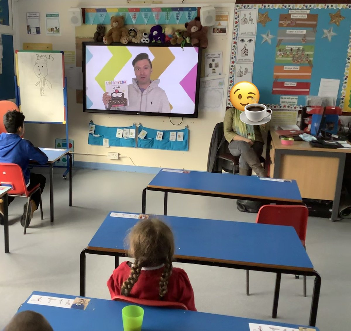 AmarjitMarva's tweet photo. Welcome to our school @MarcWithersey The ss loved the #Monkeycow story. #AppleTeacher #ADE #SaferInternetDay https://t.co/4Y3GrAdO4G