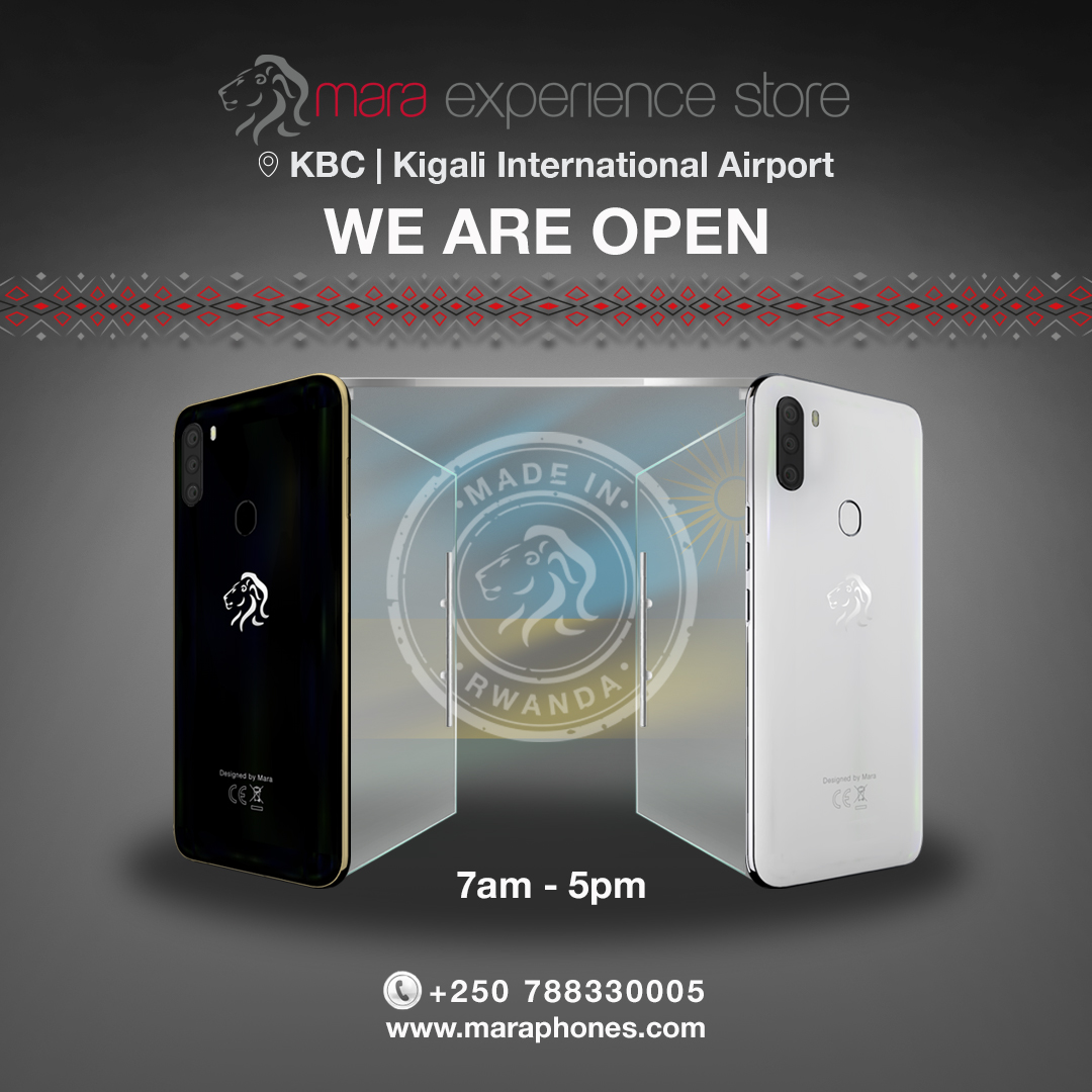 MaraPhones_RW's tweet photo. Mara Experience Store- Rwanda🇷🇼 
is now open from 7am to 5pm
Visit
📍 Kigali Business Center
📍 Kigali International Airport

https://t.co/1Le67wVHBT
#maraphones #maraexperiencestore #nowopen #android #smartphone https://t.co/ejPdHjJPaz