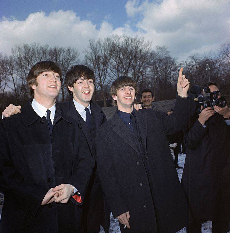 On this date February 8 in 1964, The Beatles participated in a photographic session in Central Park, New York City. George was ill with a fever and did not participate. Photo source:  https://beatlesdaily.com&nbsp;.  #BeatlesGuterman  #OTD