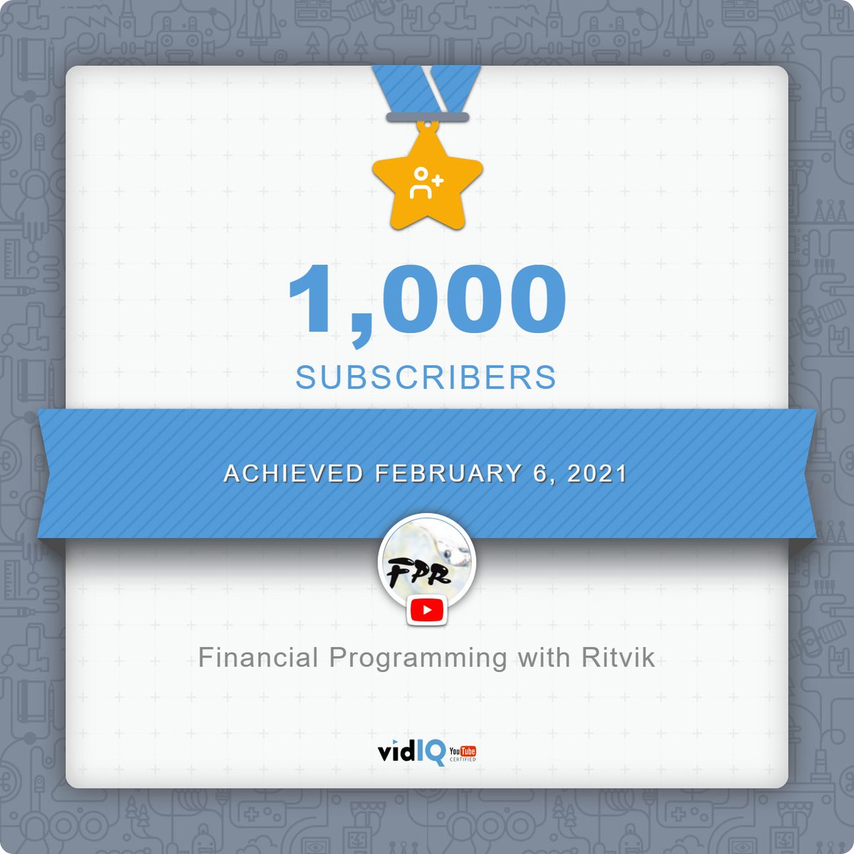 ritvikdashora's tweet image. &quot;Financial Programming with Ritvik&quot; is now getting bigger. Thanks to all my supporters. I hope the free access to my google drive is helping my subscribers. It is just one milestone, many more to come 😉. youtube.com/c/FinancialPro…

#pythonforfinance #financialprogramming #YouTubers