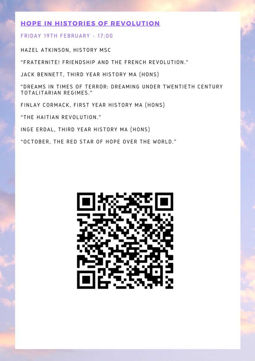 Retrospect's Conference is here! We'll be holding three sessions over three days on the theme of History and Hope!

Historical Theory &amp; Practice - 17.02

Gender &amp; Sexuality - 18.02

Revolution - 19.02

Time: 5pm GMT

Tickets: eventbrite.com/e/retrospect-c…

<a href="/HCAatEdinburgh/">HCAatEdinburgh</a>