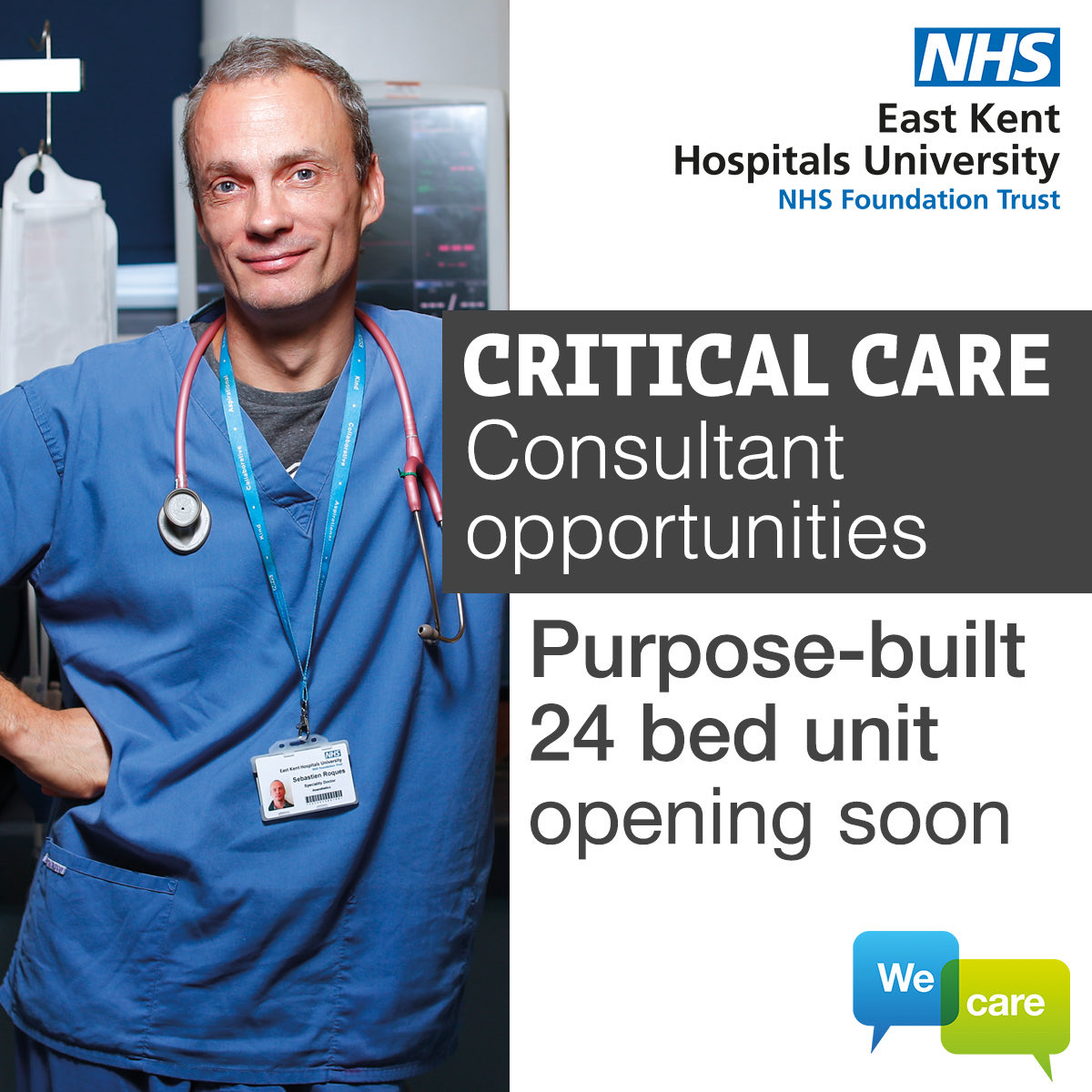 East Kent Critical Care are hiring! Consultant Intensivist posts available at Queen Elizabeth the Queen Mother Hospital ekhuft.healthcarejobsuk.com/vacancy/2936113 and William Harvey Hospital ekhuft.healthcarejobsuk.com/vacancy/2936103 Brand new 24 bed unit opening soon!!