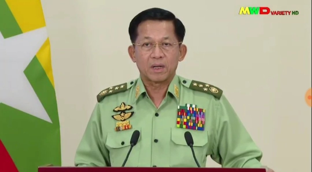  #Myanmar  #military chief who took over in Feb 1 coup called on all to stay united as a country & look at the facts & not be emotional. Alao laid out 5 points on what he's doing for country now that he has taken over  #WhatIsHappeningInMyanmar