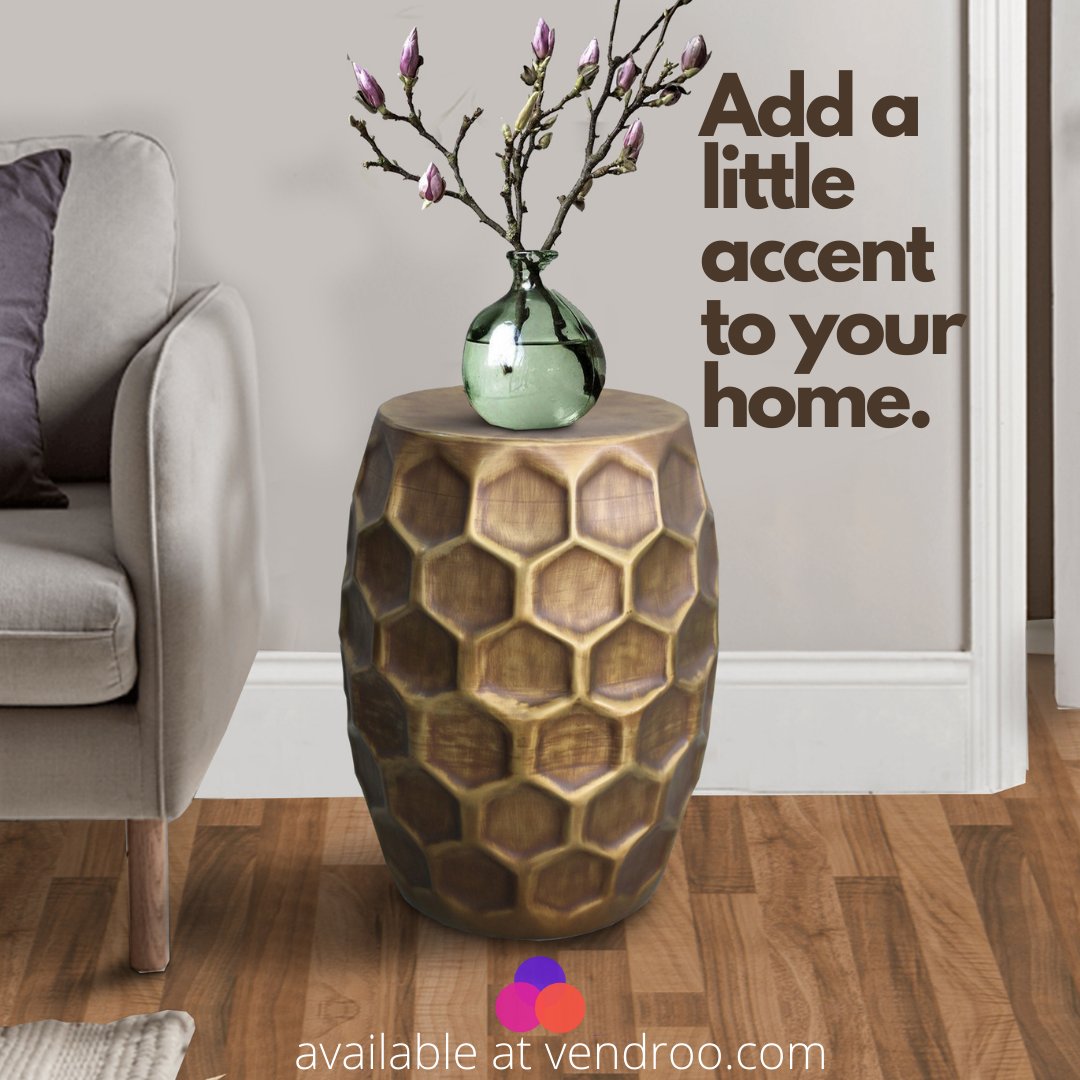ShopVendroo's tweet photo. Shop this Aluminium Drum Shape Honeycomb Accent Table and save 60%. Enjoy free US shipping on all furniture at https://t.co/8l9nvtrfHF. No minimums. No membership fees. Earn points when you shop. Buy now, pay later, or pay in interest-free installments. #ShopSmall #ShopVendroo https://t.co/AFfocV8Psc