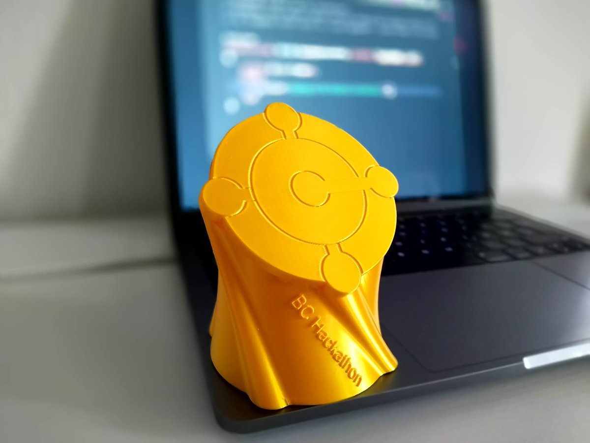robthemobb's tweet photo. Last week I got a package with six of this little guys. Thanks to @waldo1001! Or should I thank @waldo_3dp? Very nice trophy! Can't wait to give the other five to my colleagues. #coding4bc #msdyn365bc https://t.co/Edx3eGLXwo
