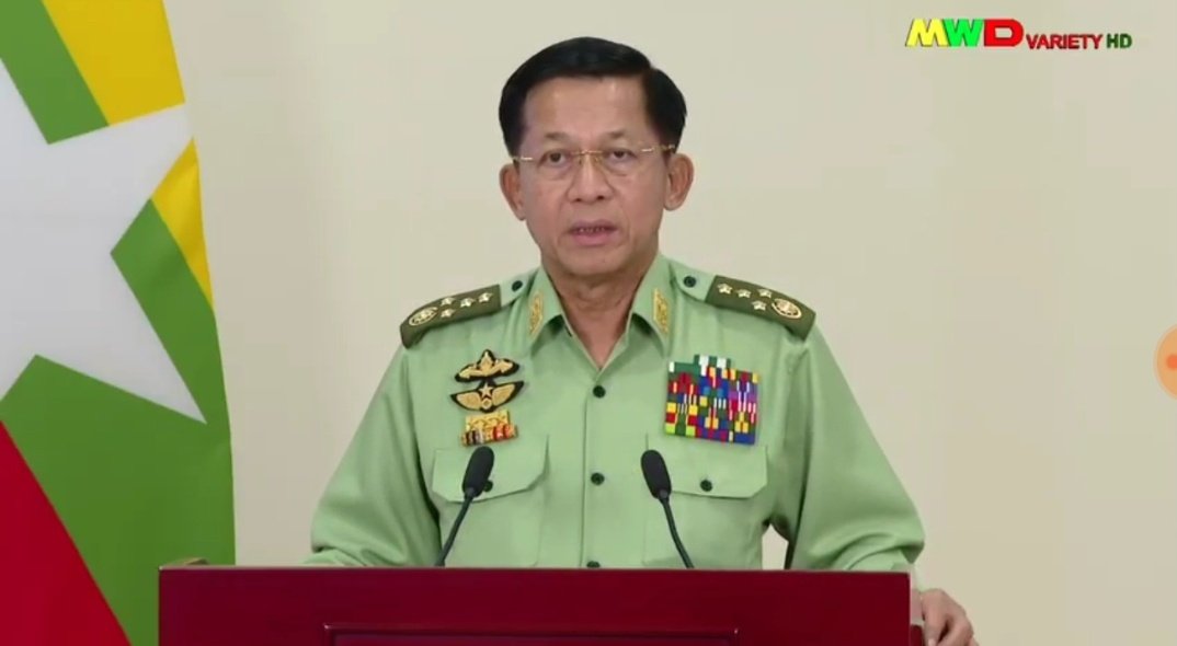  #Myanmar  #military chief on 5 points he's working on for country. A new election commission to investigate alleged poll irregularities, managing  #Covid19 pandemic, restoring economic growth, achieving nationwide  #ceasefire & holding free/fair elections  #WhatIsHappeningInMyanmar