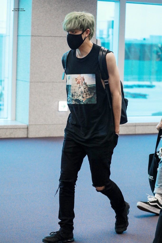 bang chan with mint green hair - a thread