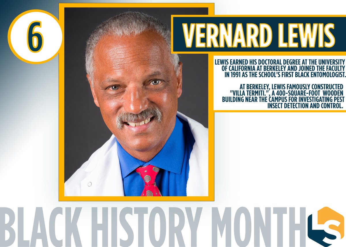 #6 Vernard LewisEntomologistLewis also worked to promote diversity in entomology, and participated in outreach programs to introduce underserved youth to life sciences, insects and biodiversity.  #BHM  