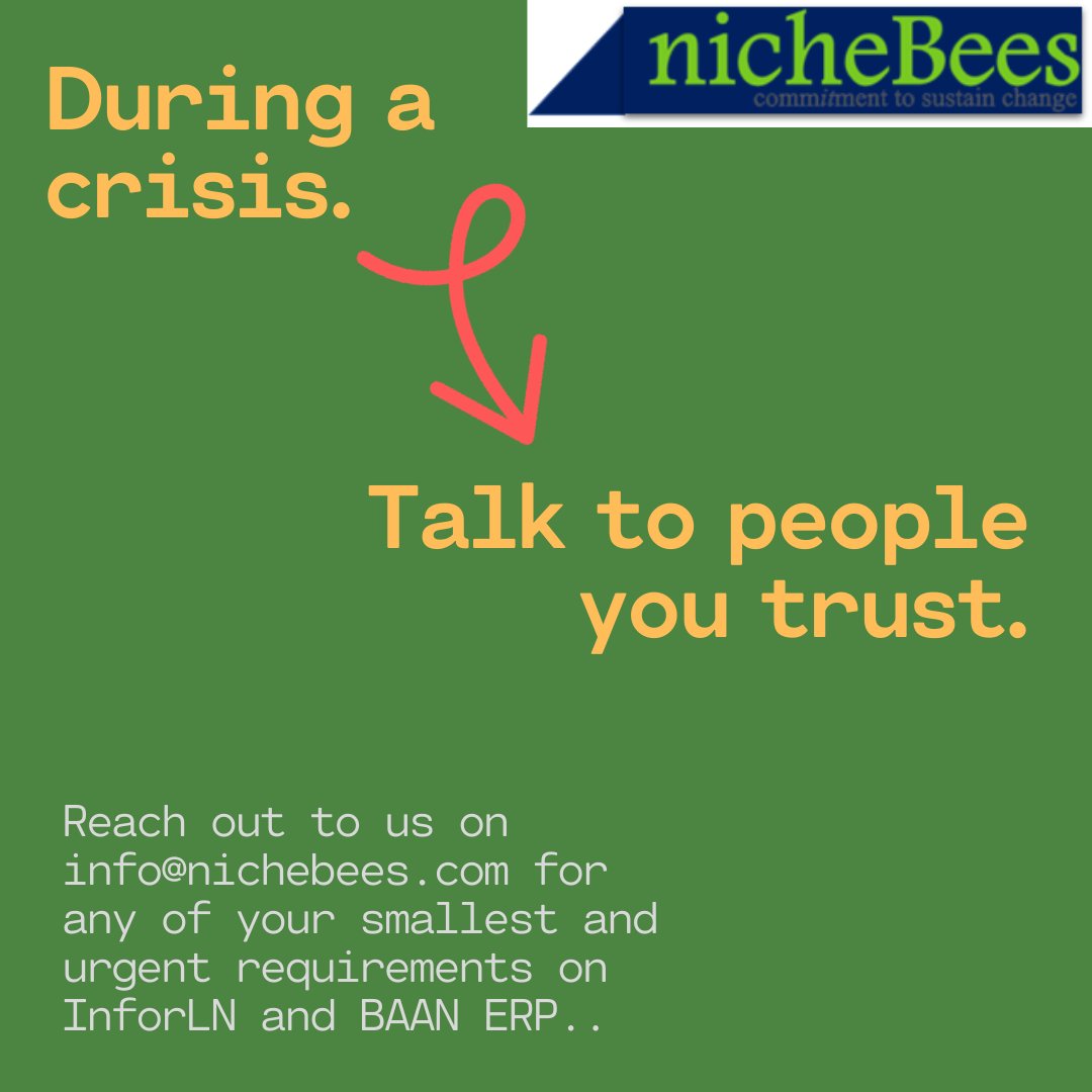 nicheBees's tweet photo. During these unprecedented times, we are extending our helping hands to those who are in urgent need to manage even smallest of Infor LN and Baan ERP requirements. Reach out to us on info@nichebees.com for more details. https://t.co/wpCr8j3zUg