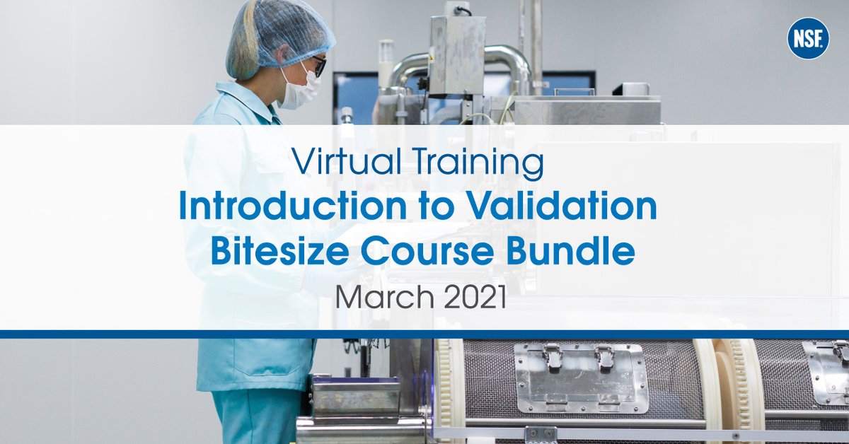 NSF_Pharma's tweet photo. Are you new to the topic of validation? Join us this March for our Introduction to Validation Bitesize Training to learn about the four core areas: cleaning, analytical, process and equipment, and facilities, utilities and qualification. Find out more: https://t.co/zfanINgEjb https://t.co/KNYLpVJVbz