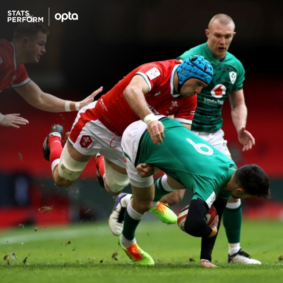 OptaJonny's tweet photo. 29 - Justin Tipuric made 29 tackles for @WelshRugbyUnion against Ireland, only two players have made more in a @SixNationsRugby match - Luke Charteris and Guilhem Guirado, who both made 31 tackles against Ireland, in 2015 and 2018 respectively. Theme. https://t.co/7SFKBATD3D