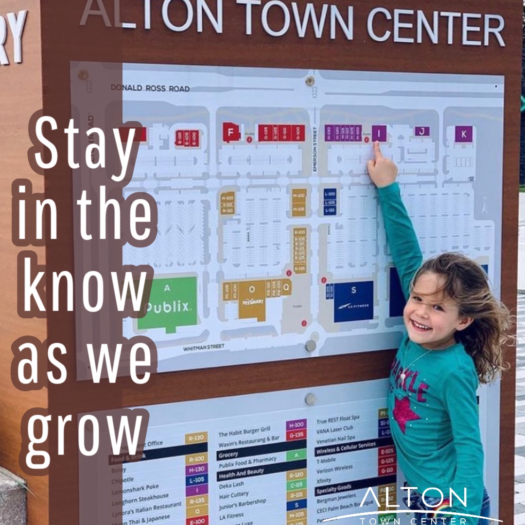 Sign up for our newsletter and stay in the know as we grow 🌴👉altontowncenter.com #altontowncenter #palmbeachgardens #jupiterflorida