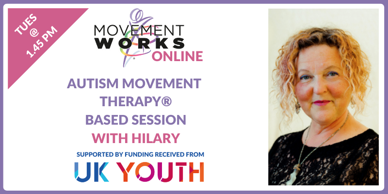 MovementWorksEd's tweet photo. Join Hilary at 1.45pm today for this week's #MovementWorks online session of #AMT To book for this and all of our sessions: https://t.co/1kCJzsFfki #PhysicalActivity #ActionForLearning #SEND #Autism #Wellbeing #DevelopmentMatters #Lockdown #FREEtoAttend thanks to @UKYouth https://t.co/l3nL6lnPlf