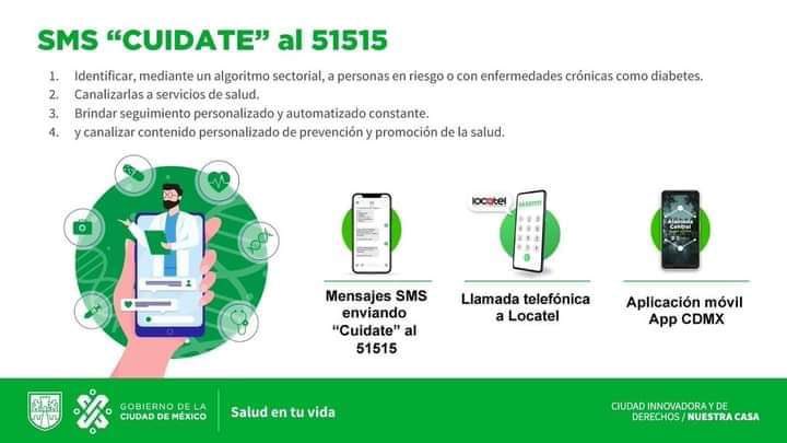 JoseCarlosXoch's tweet photo. Con el programa “Salud en tu vida” 💚, ayudamos a prevenir, dar seguimiento y control a personas que tienen obesidad, diabetes o hipertensión.

Envía un SMS con la palabra “cuidate” al 51515 📲 o llama a Locatel al 55 5658 1111 para darte seguimiento personalizado sobre qué hacer https://t.co/kXim3Eb5op