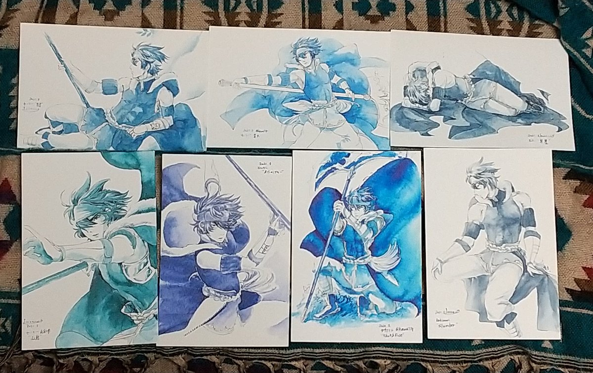 色んな種類の青インクを持っていたので、各色着彩に実践してどのような発色を見せるかテストピースを制作しました。今日は三色参ります。以下、リプツリーにて各色の触感を記します。→