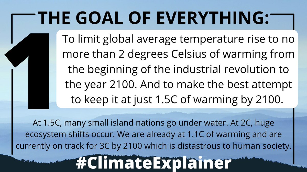 TOP TEN Things You Should Know About #ClimateChange!

1) what every policy, treaty, clean energy innovation, regulation... is all about. THE GOAL OF EVERYTHING. 

Climate change is math. GHG emissions / time = warming. No more than 2C by 2100 is our goal. #ClimateExplainer