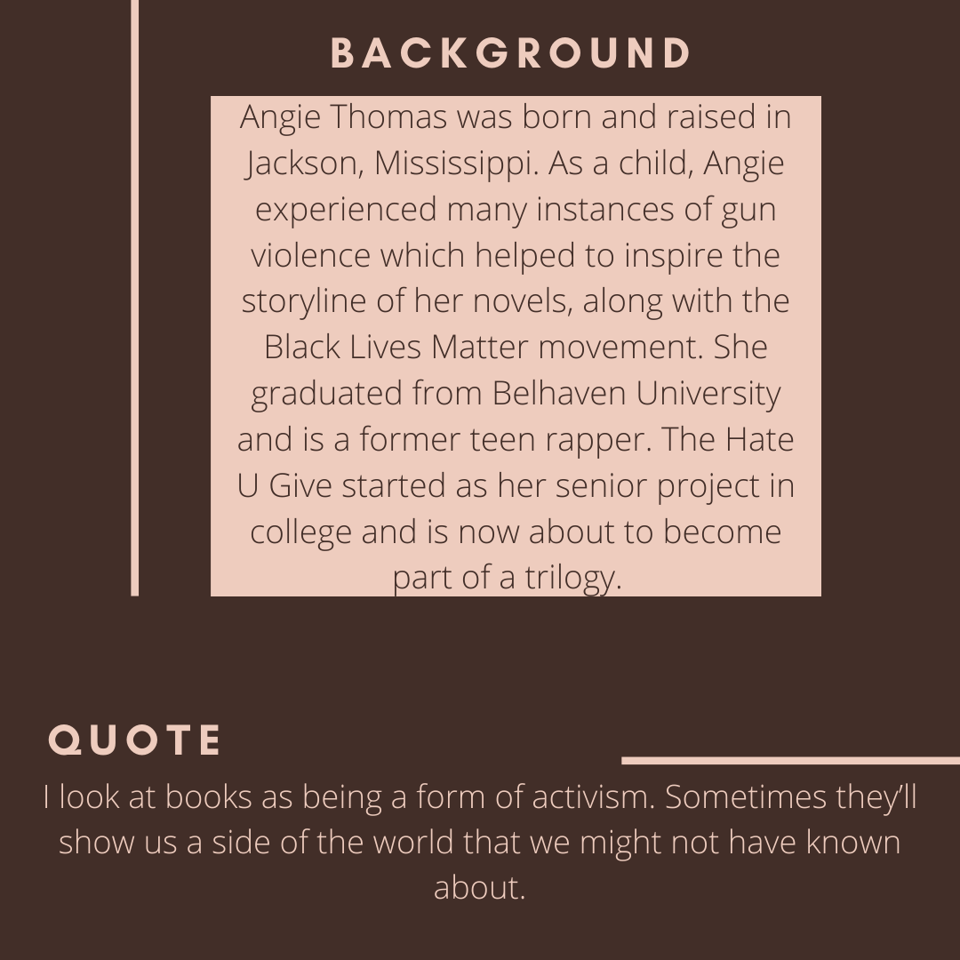 nhs_hopedale's tweet photo. Have you read The Hate You Give? Today’s role model is Angie Thomas! 
-
Graphic designed by Maddie Sullivan https://t.co/4gIwirimm4