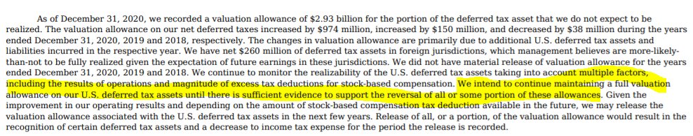 8/ boom! $TSLA mgmt still does not believe that the US will be profitable going forward- "intend to continue maintaining a full valuation allowance . .until sufficient evidence to support a reversal"As foreign is due to credits,  $TSLA does NOT see itself profitable ex credits