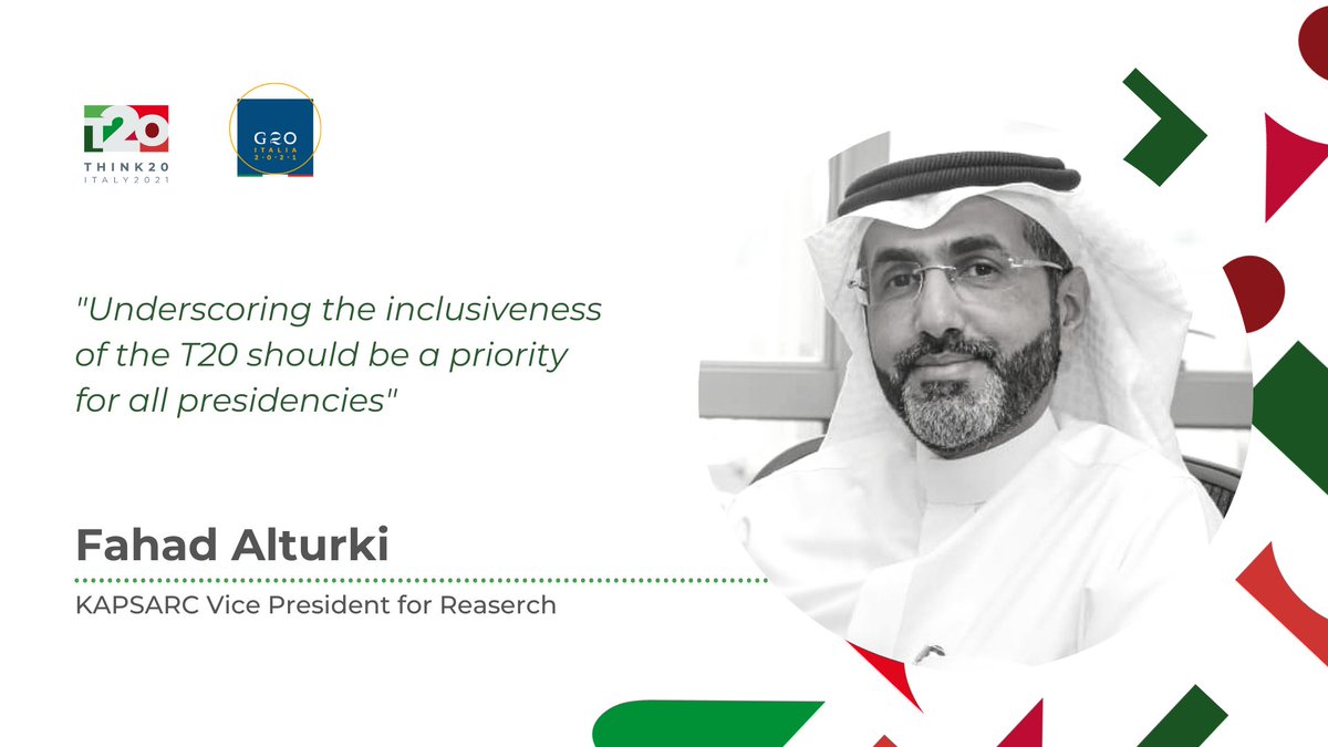 T20 South Africa (@t20org) on Twitter photo "Underscoring the inclusiveness of the T20 should be a priority for all presidencies" - Fahad Alturki, <a href="/KAPSARC/">KAPSARC | كابسارك</a> Vice President and Chair of T20 Saudi Arabia is Co-Chair of the Task Force in charge of reforming the #T20.
Don't miss the discussion, join the live streaming now! "Underscoring the inclusiveness of the T20 should be a priority for all presidencies" - Fahad Alturki, <a href="/KAPSARC/">KAPSARC | كابسارك</a> Vice President and Chair of T20 Saudi Arabia is Co-Chair of the Task Force in charge of reforming the #T20.
Don't miss the discussion, join the live streaming now!