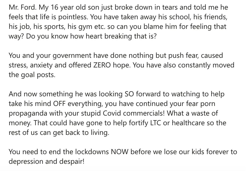 anthonyfurey's tweet photo. An email to Ontario Premier Doug Ford, sent during the Super Bowl last night, that I was CC'd on: https://t.co/BUdqg2CBep