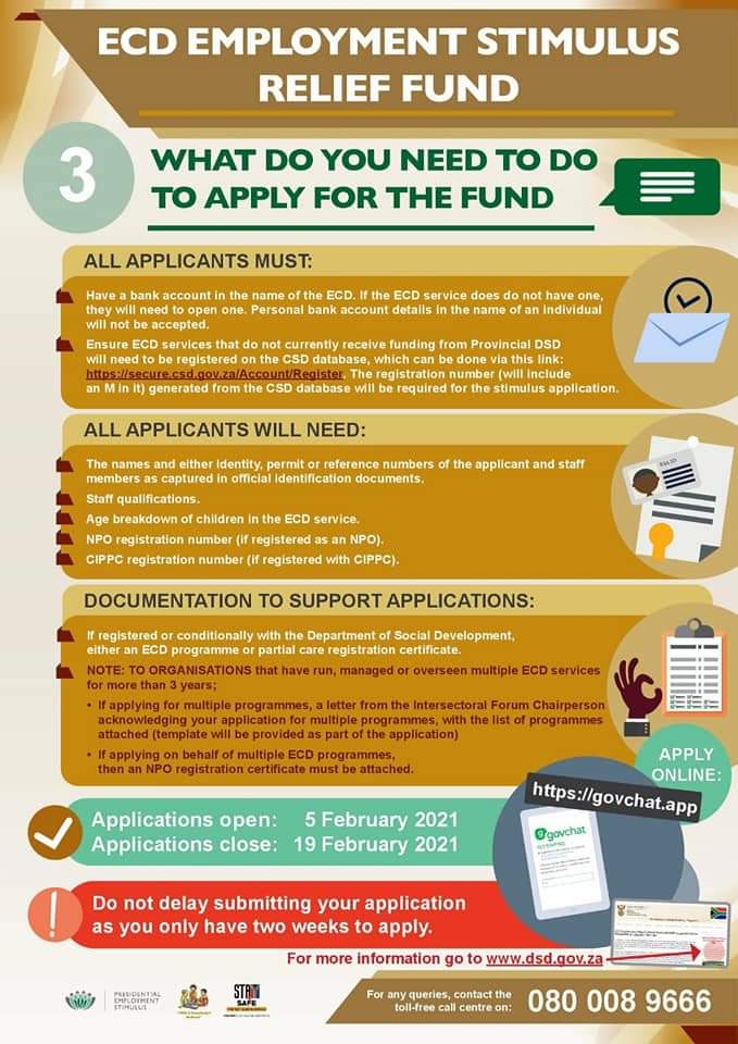 ECD Employment Stimulus Relief Fund .... Applications are open!! #easterncape