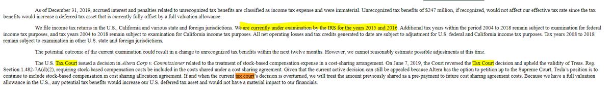 9/ IRS exam of  $TSLA went from 2015-2016 last year to now 2015-2018.  $TSLA has frequently paid penalties to Treasury & others for being a tax cheat, expansion of the audit is a major red flag