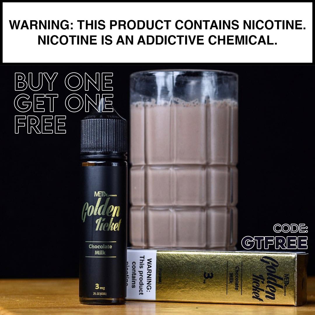 We know you love a delicious glass of chocolate milk 😜
BUY 1 GOLDEN TICKET &amp; GET 1 FREE! *yes, salt nic Golden Ticket too 

Use code GTFREE at checkout (link in bio)

SHOP NOW

#VapeNation #VapeAddict #SAVEURVAPE #VapeFamous #VapingSavedMyLife