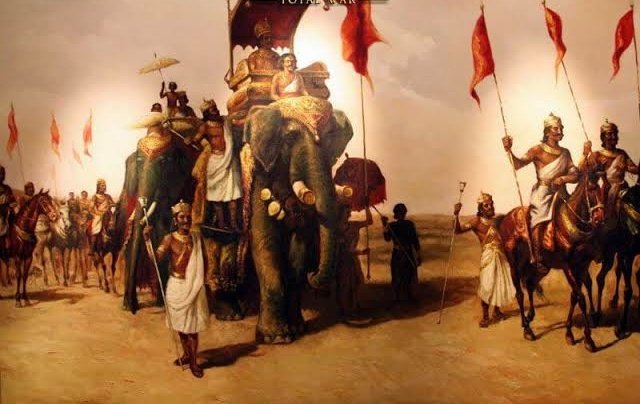 At the same time King Kharavela also marched towards Magadha with his army.    Raja Kharavel was succeded in penetrating inside Magadha and surrounded the Mauryan capital Pataliputra. & defeated Bhrihaspati-mitra (probably Last Maurya Brihadatta or first Shunga)