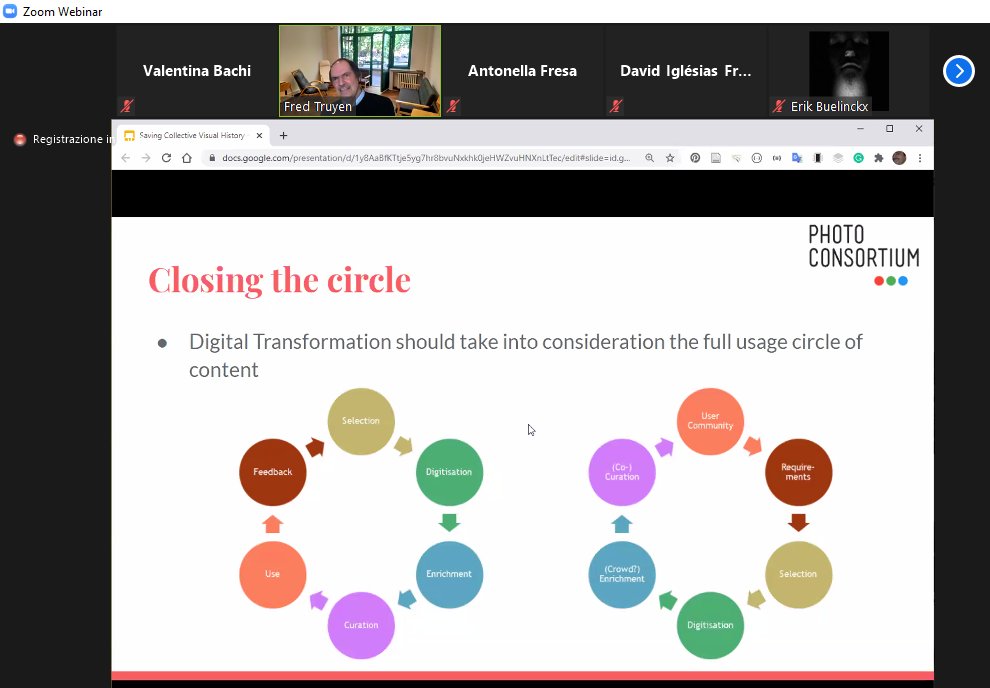 PhotoConsortium's tweet photo. Saving Collective Visual History is important, and also user engagement with visual heritage and its meanings. now @FredTruyen discussing #DigitalTransformation (..also in time of COVID)
#connectingcomunities
#DigitalPast2021 https://t.co/XtUO2iuGQG