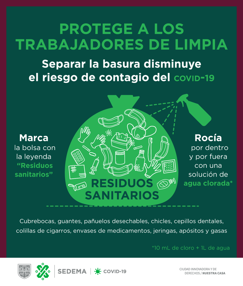 turismocdmx's tweet photo. 🚮 ¡Hazlo bien!
Separa correctamente tus residuos para evitar la propagación del virus.
Necesitamos ser solidarios para poder hacer frente a la emergencia que enfrentamos.
¿Unimos fuerzas? 🙂🤝 
#ProtegeteYProtegeALosDemas https://t.co/CWOAfRgZTk