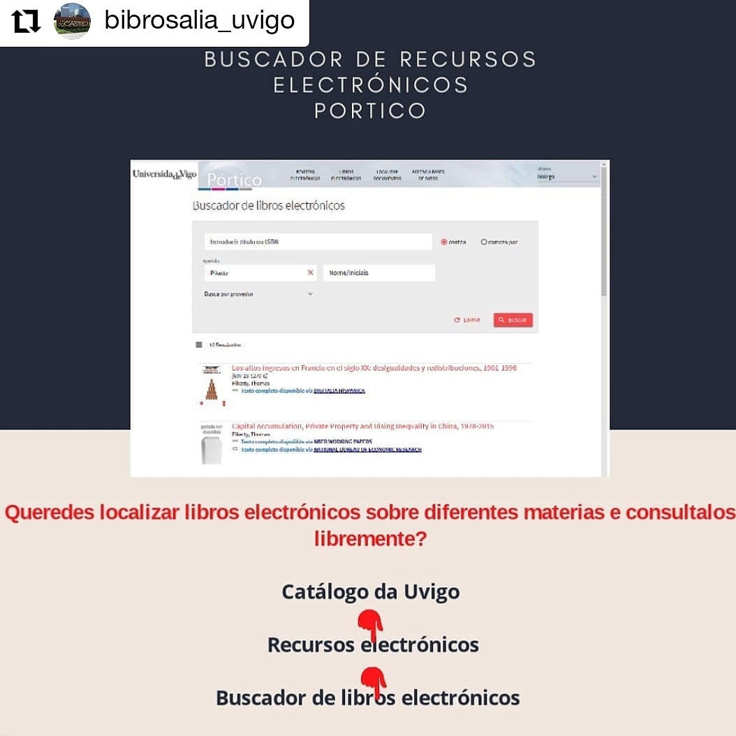 HistoriaOurense's tweet photo. Compartimos esta publicación de Instagram de @bibrosalia_uvigo
•Sabedes que na biblioteca teñes moitos libros electrónicos dispoñibles e que podedes consultar libremente? Sabedes como localizar o buscador "Pórtico"?
Botádelle unha 👀 porque o xeito de buscar é doado https://t.co/SVgfXbzvQ8